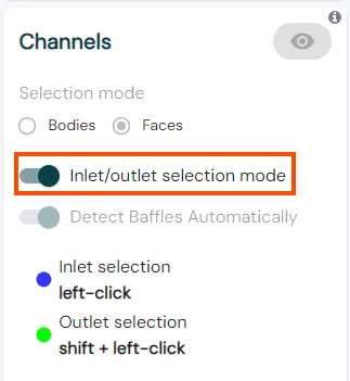 Inlet and outlet selection mode